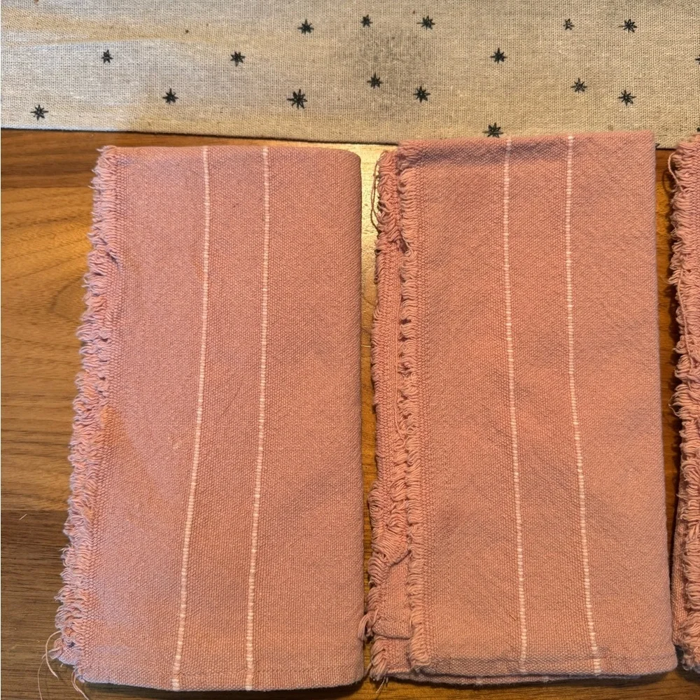West Elm Blush Fringed Napkins (4)